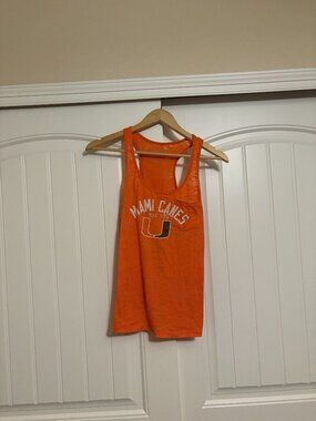 Miami Hurricanes Tank Top Women's Small Blue 84 Orange Burnout Material Pocket